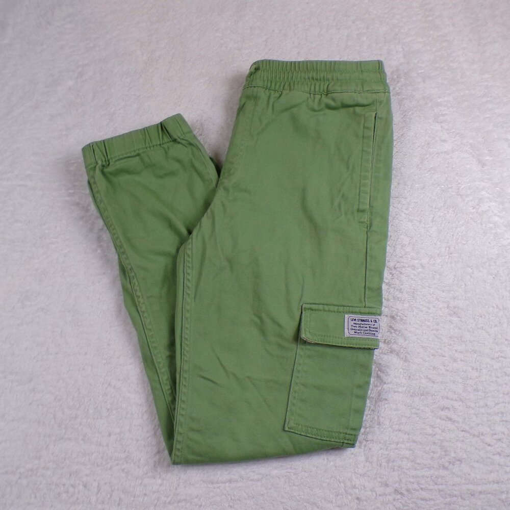 Levi's Cargo Jogger Pants Youths 14 Olive Green Stretch Pockets Drawstring
